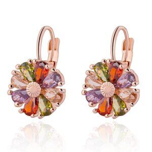 Women's Multi Trendy Beautiful Unique Flower Leverback Vintage Floral Earrings